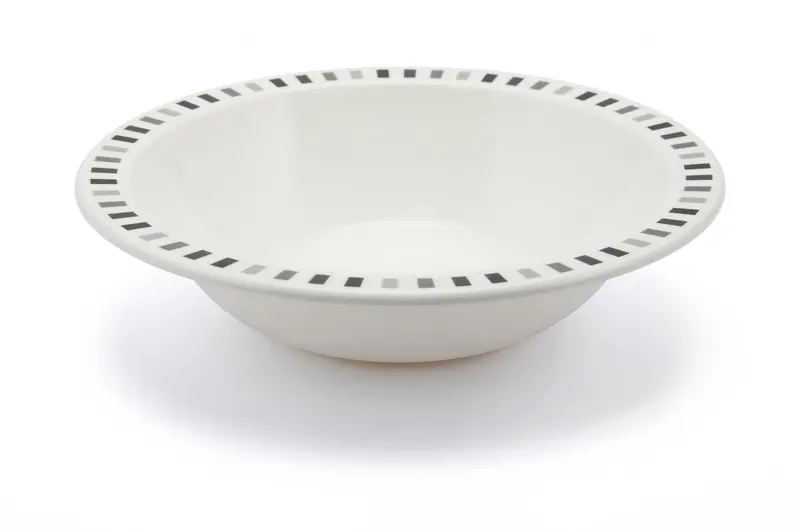 15Cm Duo Bowl – Black And Grey Stripe Patterned Rim 1