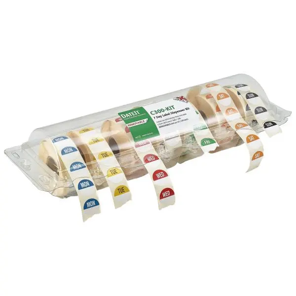 19Mm Removable Weekly Day Labels – 7-Day Set With Dispenser 1