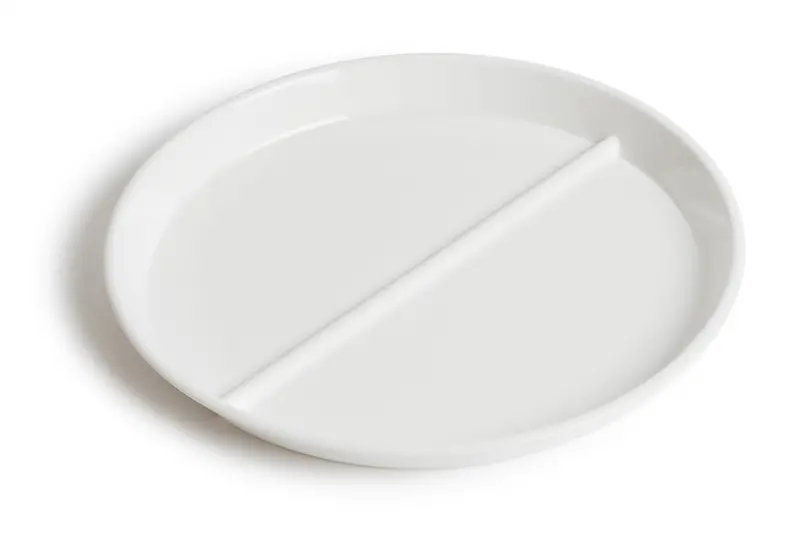 2-Compartment White Serving Plate (23Cm Diameter) 1