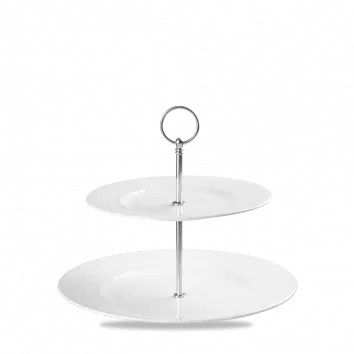 Alc Ambience White Two-Tier Plate Tower – 11 Inch, Pack Of 2 1
