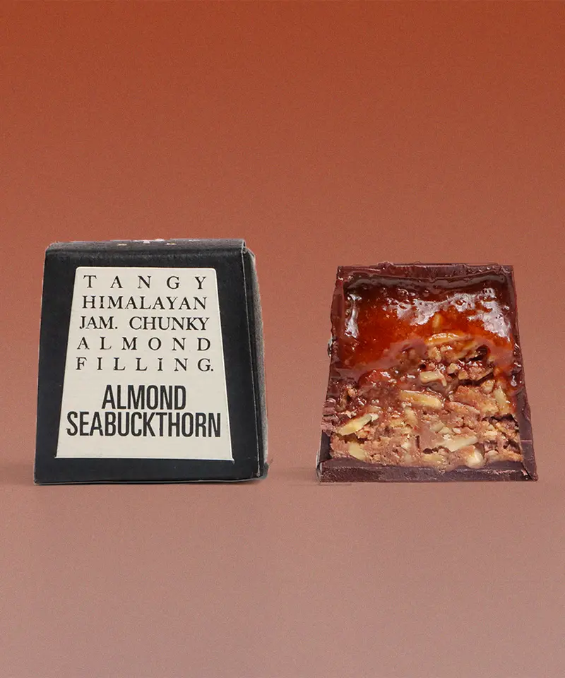 Almond & Sea Buckthorn Big Cube Chocolate 1