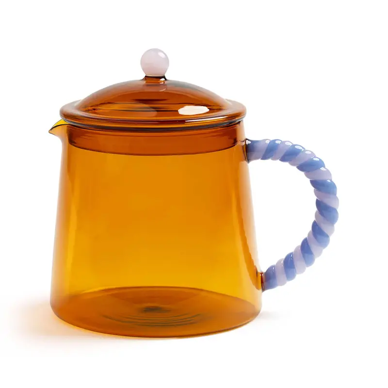 Amber-Tinted Glass Teapot With Heat-Resistant Handle – 1L Capacity 1