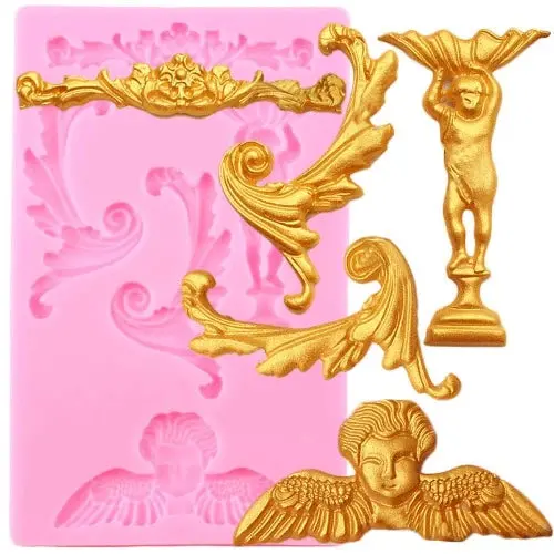 Angel And Ornate Scroll Silicone Mold 1