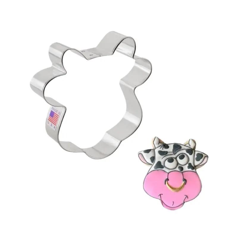 Ann Clark Cow Face Cookie Cutter – 4 X 3.75 Inch Oval Design 1