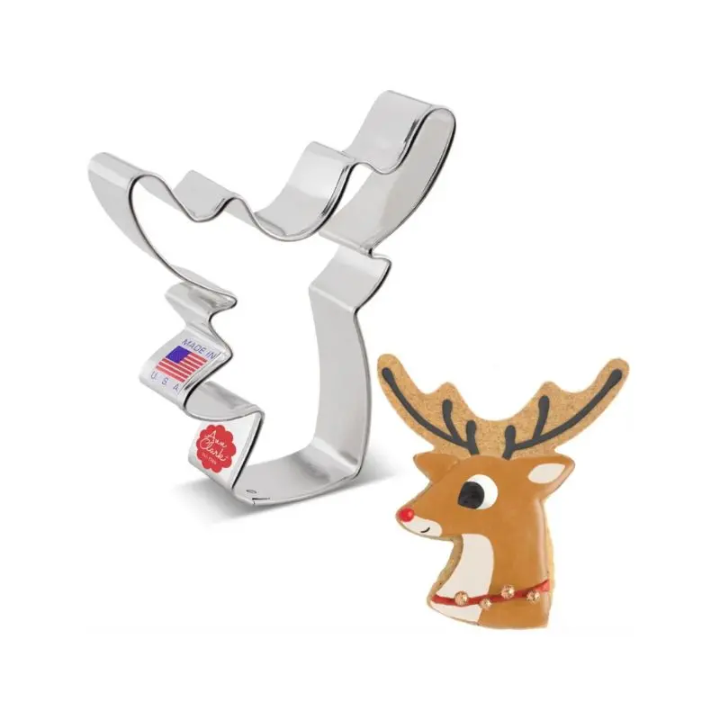 Ann Clark Reindeer Head Cookie Cutter – 4-Inch Holiday Baking Essential 1