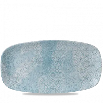 Aquamarine Medium-Tile Chef’S Oblong Plate – 13.875 X 7.375 Inches, Pack Of 6 1