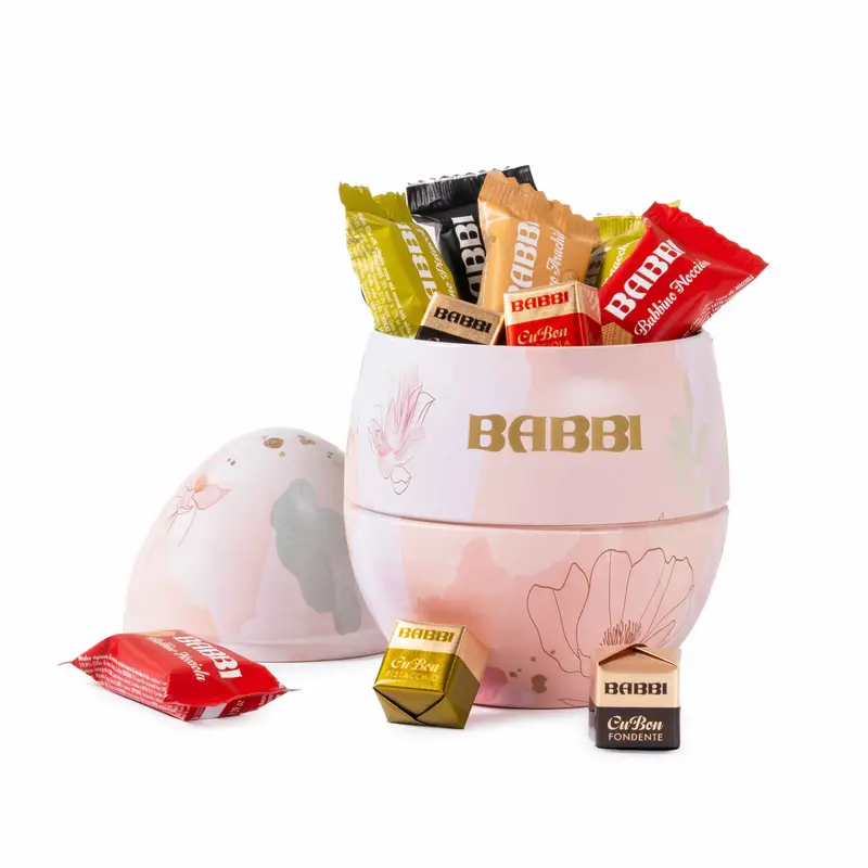 Babbi Easter Metal Egg Gift Box: Chocolate Wafers & Pralines (18 Pieces) 1