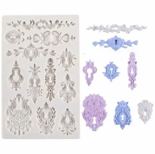 Baroque-Style Embossed Keyhole Silicone Mold 1