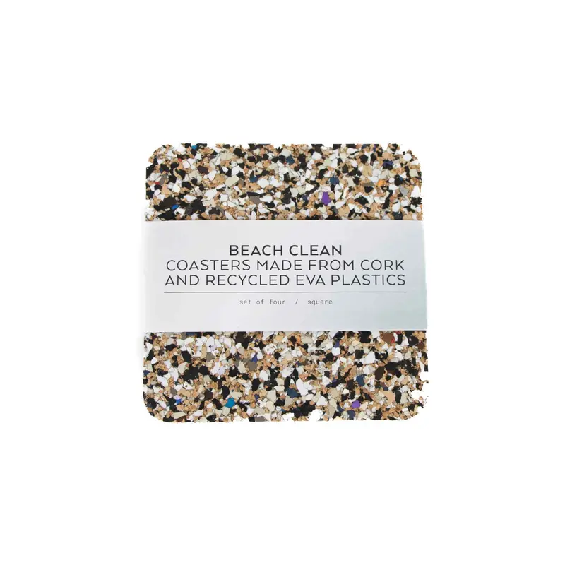 Beach-Clean Recycled Cork Square Coasters (Set Of 4), 10Cm 1
