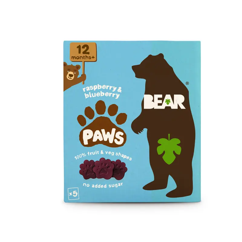 Bear Raspberry & Blueberry Fruit Paws – 5-Pack Multipack (4 Bars Each) 1