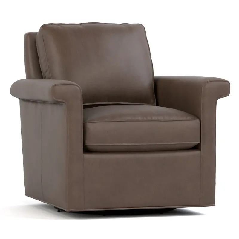 Belleville Swivel Lounge Chair With Sculpted Walnut Legs 1