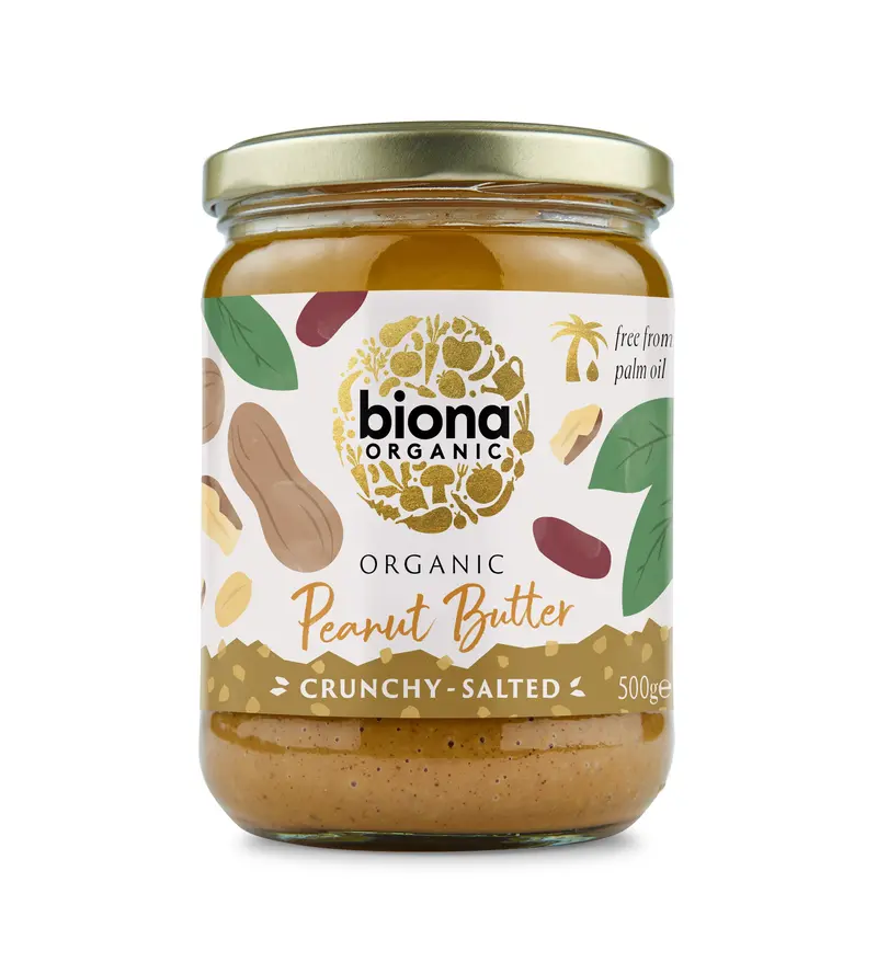 Biona Crunchy Salted Peanut Butter – 6-Pack (500G Each) 1