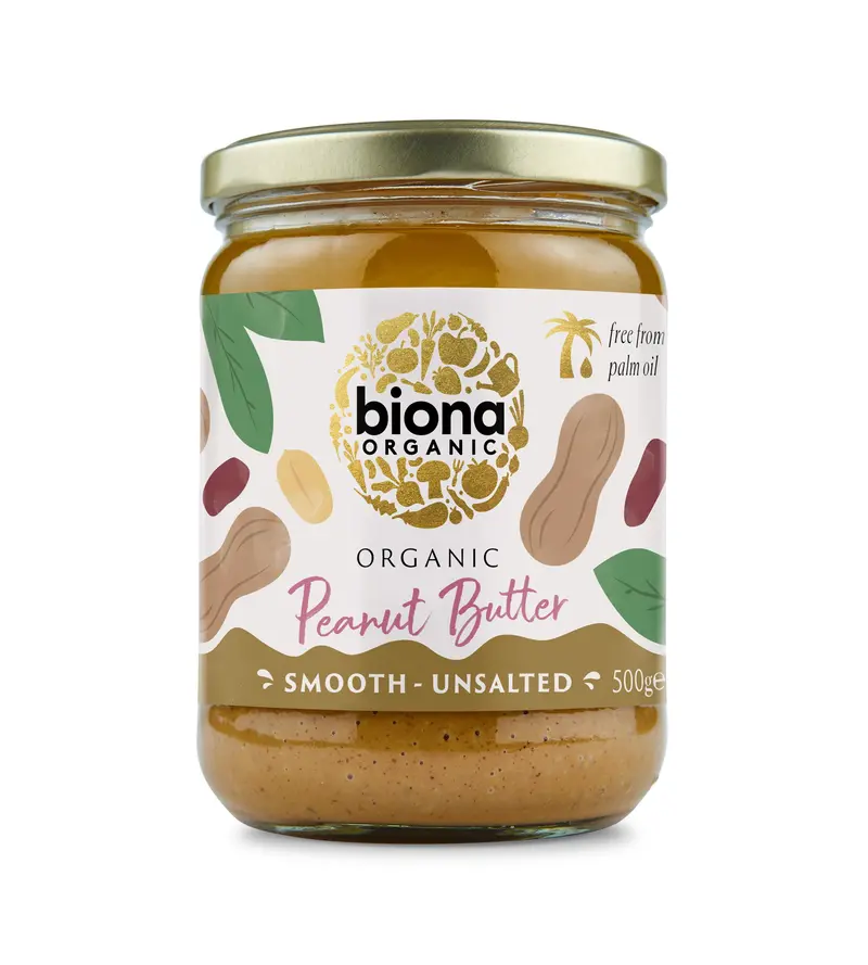 Biona Smooth Unsalted Peanut Butter – 6-Pack (500G Each) 1