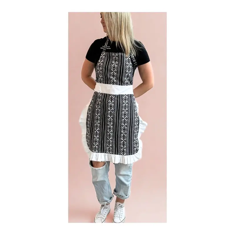 Black Baker’S Apron With White Frill & Trim – Craftdin Times 1