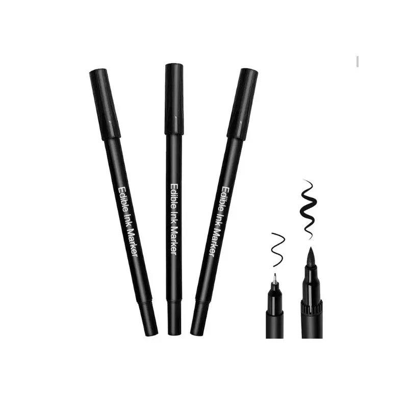 Black Edible Food Markers – Fine Tip & Brush Set (2-Pack) 1