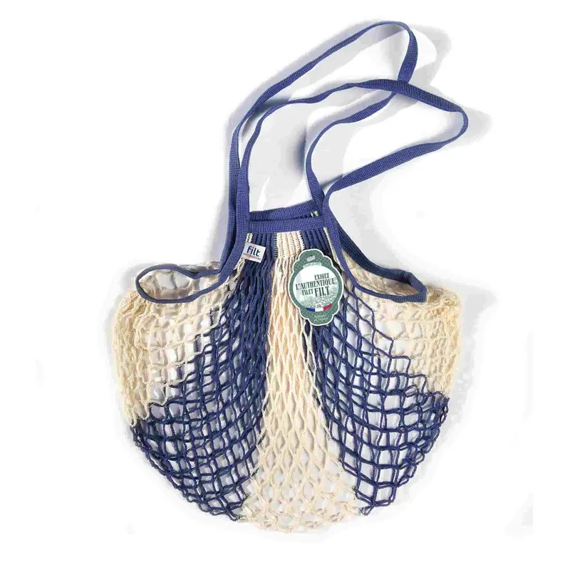 Blue And White Filter String Shopping Bag With Extended Handle 1