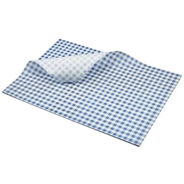 Blue Gingham Greaseproof Baking Paper Sheets – 35 × 25 Cm – Single Unit 1