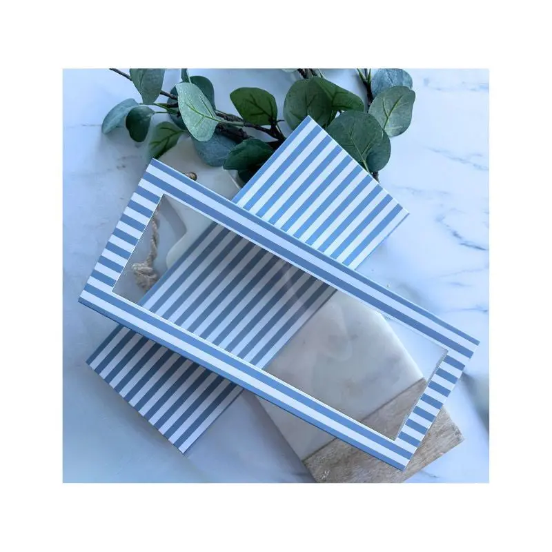 Blue Striped Gift Box – 12" × 5" × 1.25" For Confections 1