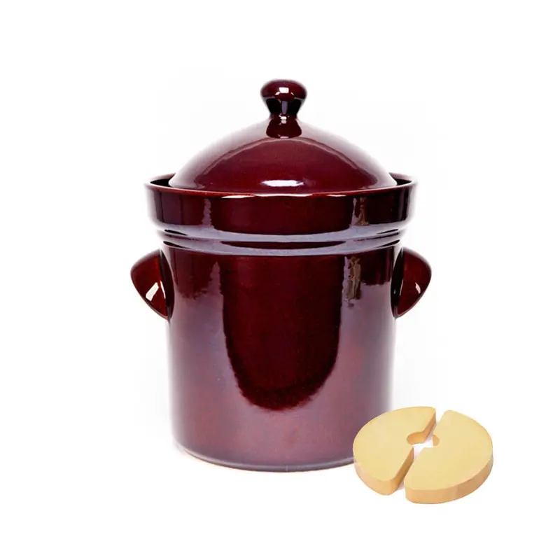 Boleslawiec Fermentation Crock With Glass Weights – 5 L Capacity 1