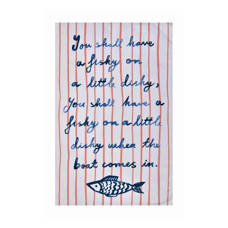 Catch Of The Day Stripe Tea Towel – Maritime-Style Cotton Linen 1