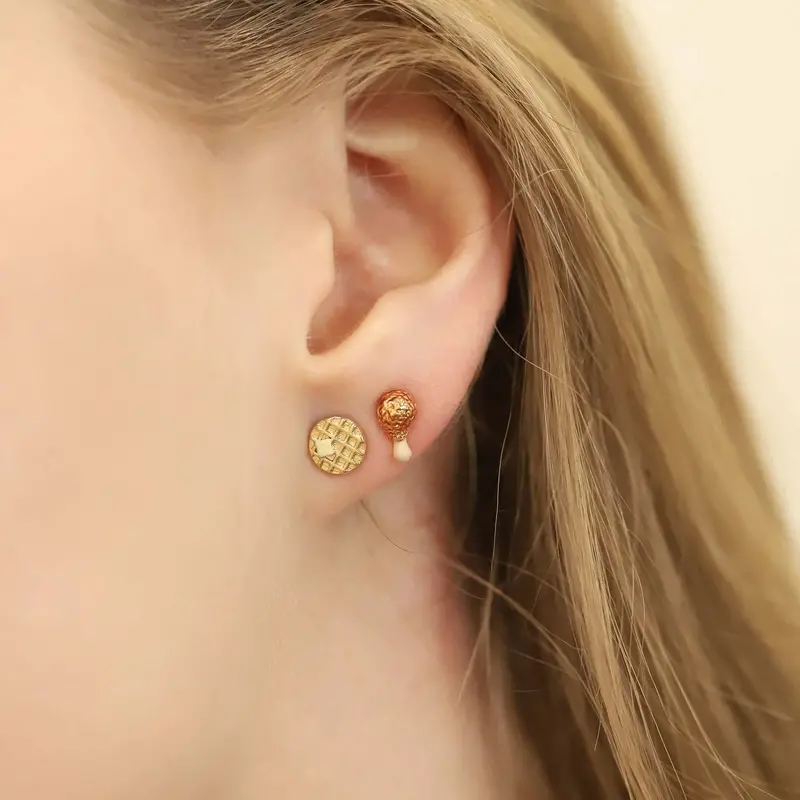 Chicken & Waffles Matching Stud Earrings – Pair 1