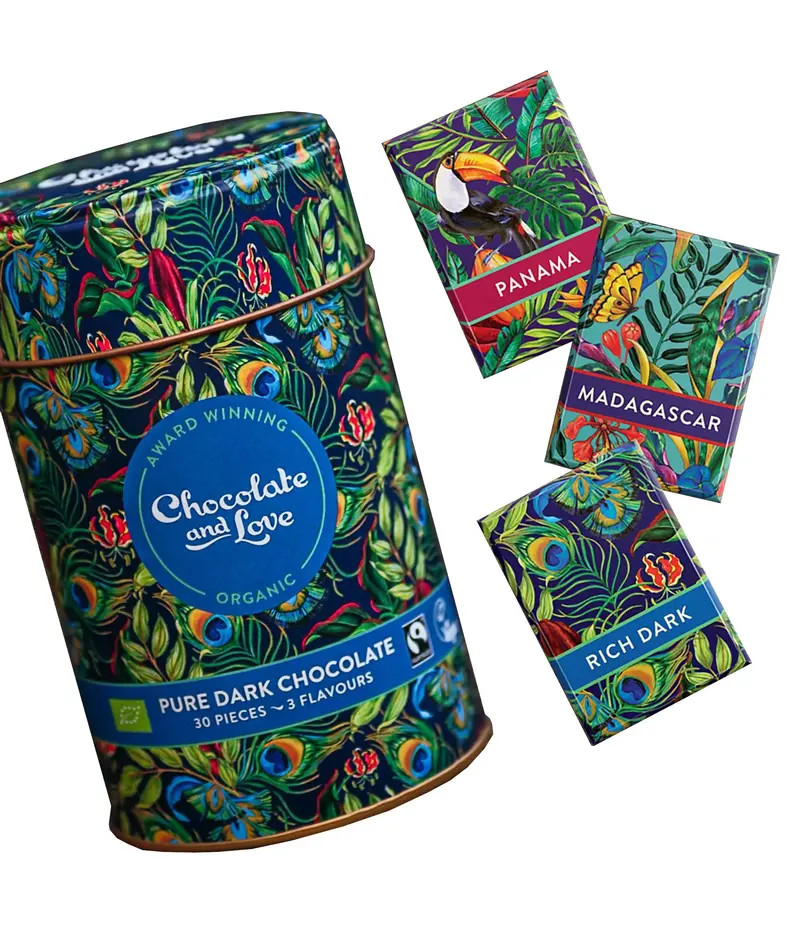 Chocolate & Love Rich Dark Chocolate Tin – 165G Gourmet Gift Box 1