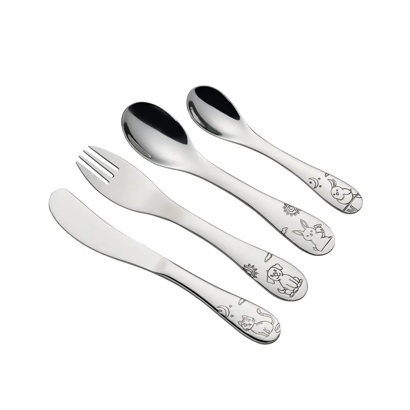 Cilio Children’S Animal Friends Cutlery Set – 4-Piece Stainless Steel Set For Kids 1