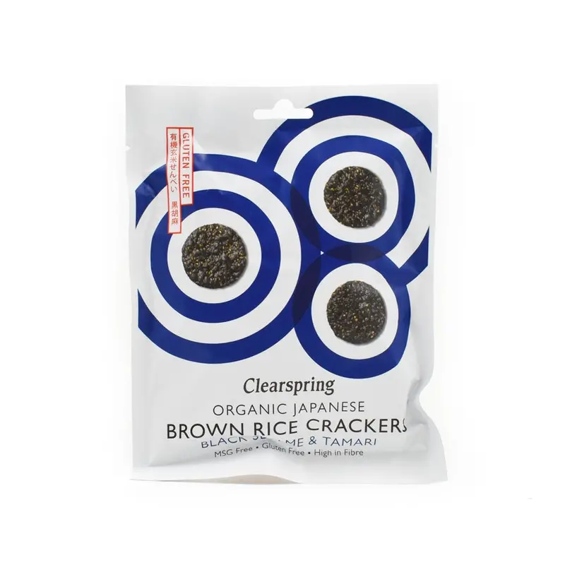 Clearspring Organic Black Sesame Rice Crackers – Crunchy & Wholesome (40G) 1