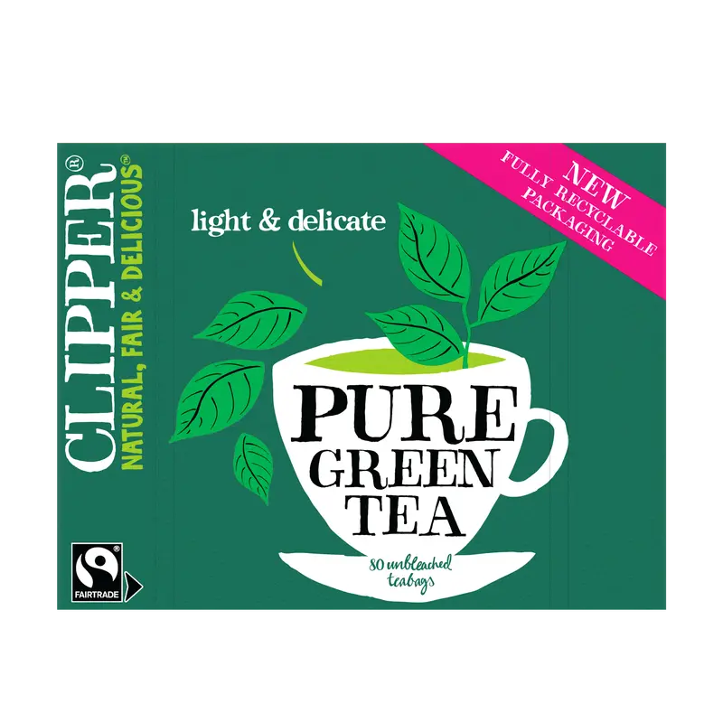 Clipper Organic Pure Green Tea – 80 Individually Wrapped Bags (4 Boxes) 1