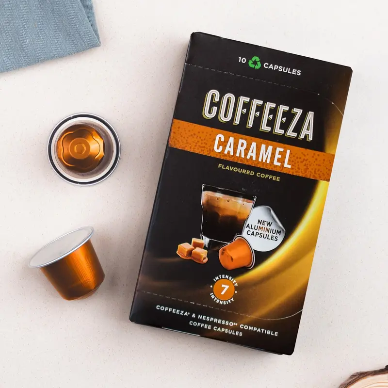 Coffeeza Caramel-Flavored Aluminum Coffee Capsules For Nespresso Machines 1