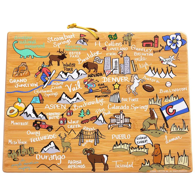 Colorado Fish Kiss Bamboo Charcuterie Board – 14.5" X 10.75" Serving & Cutting Surface 1