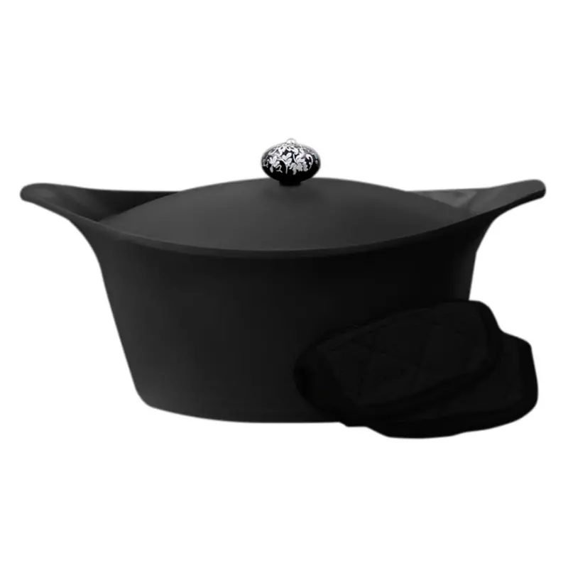 Cookut Black Non-Stick Lightweight Dutch Oven With Integrated Pot Holders 1