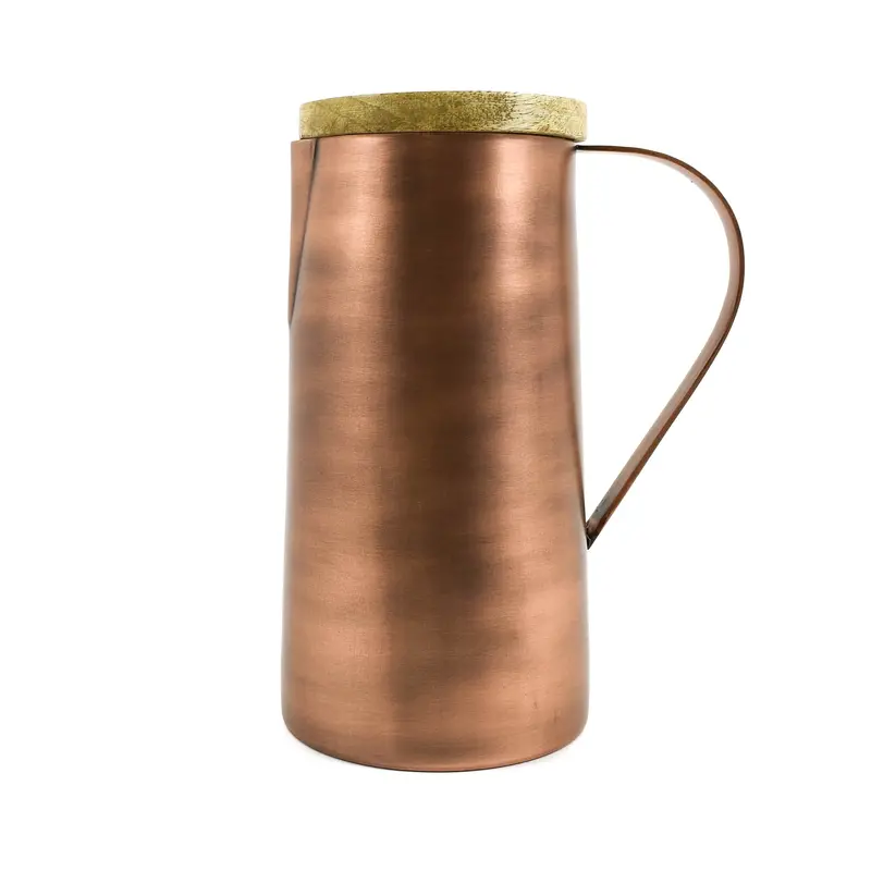 Copper-Trimmed Mango Wood Water Pitcher – 1.25L 1