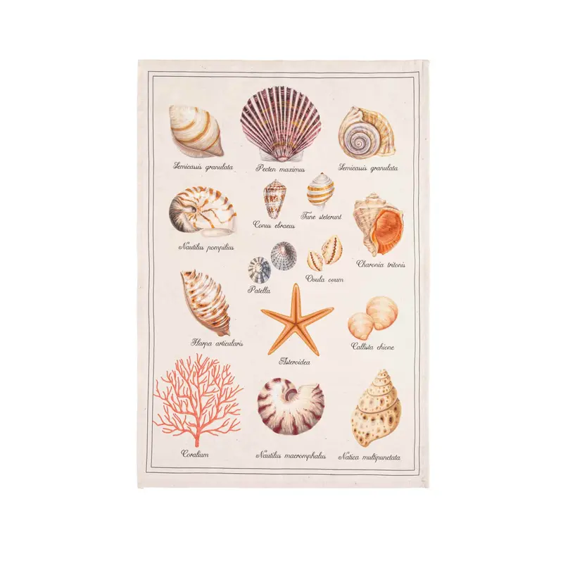 Coucke Cotton Tea Towel – ‘Trésors De La Mer’ Nautical Design 1