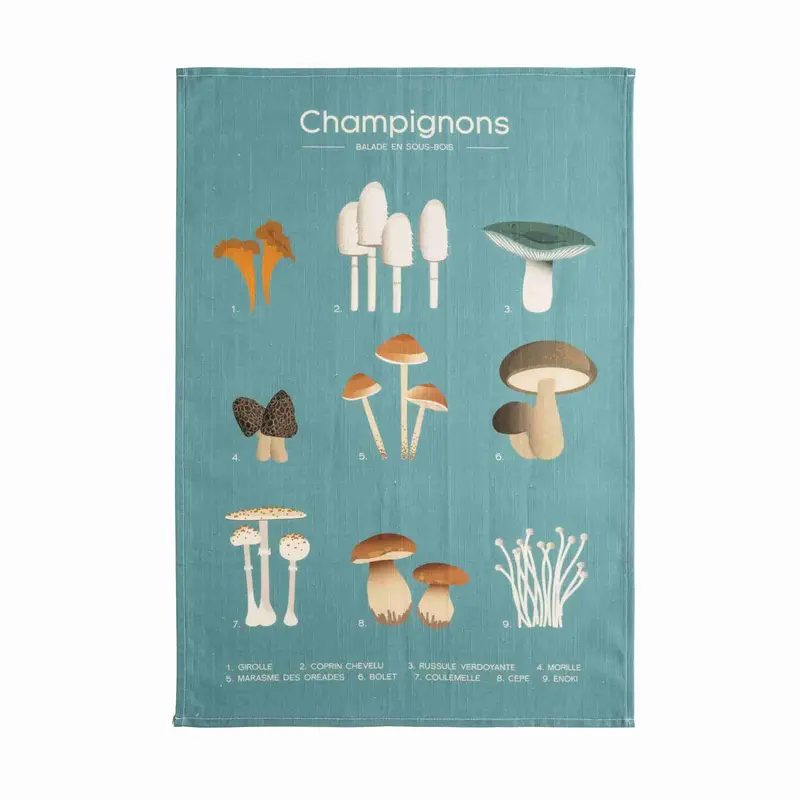 Coucke Jacquard Cotton Tea Towel Featuring Mushroom Motif 1