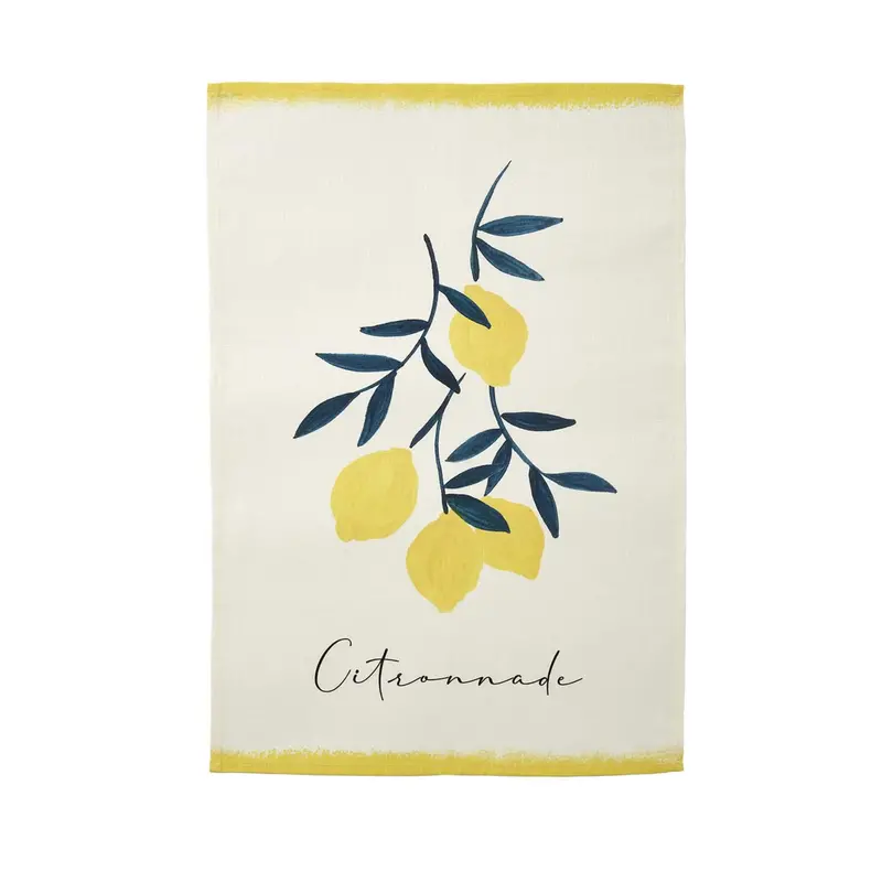 Coucke Linen-Blend Tea Towel – Lemon Branch Pattern 1