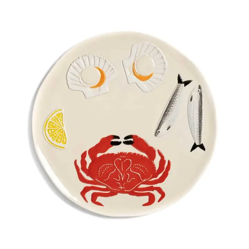 Crab-Embossed Ceramic Serving Platter – 26.5Cm Wide Presentation Piece 1