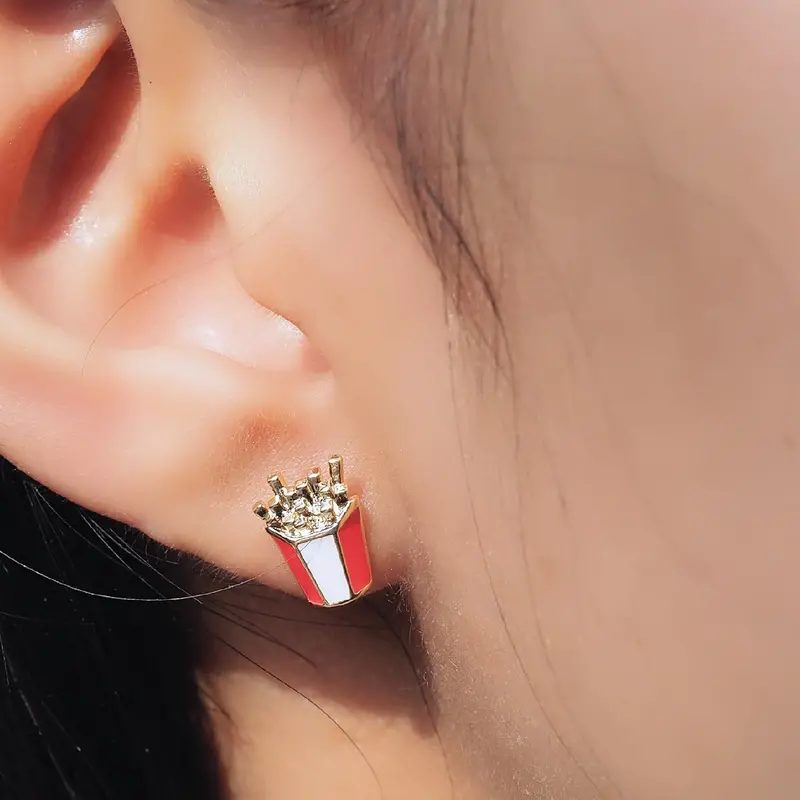 Crispy French Fries Shaped Stud Earrings – Pair 1