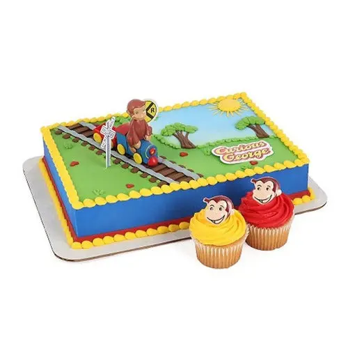 Curious George Train Cake Topper – Playful Kids' Dessert Accent 1