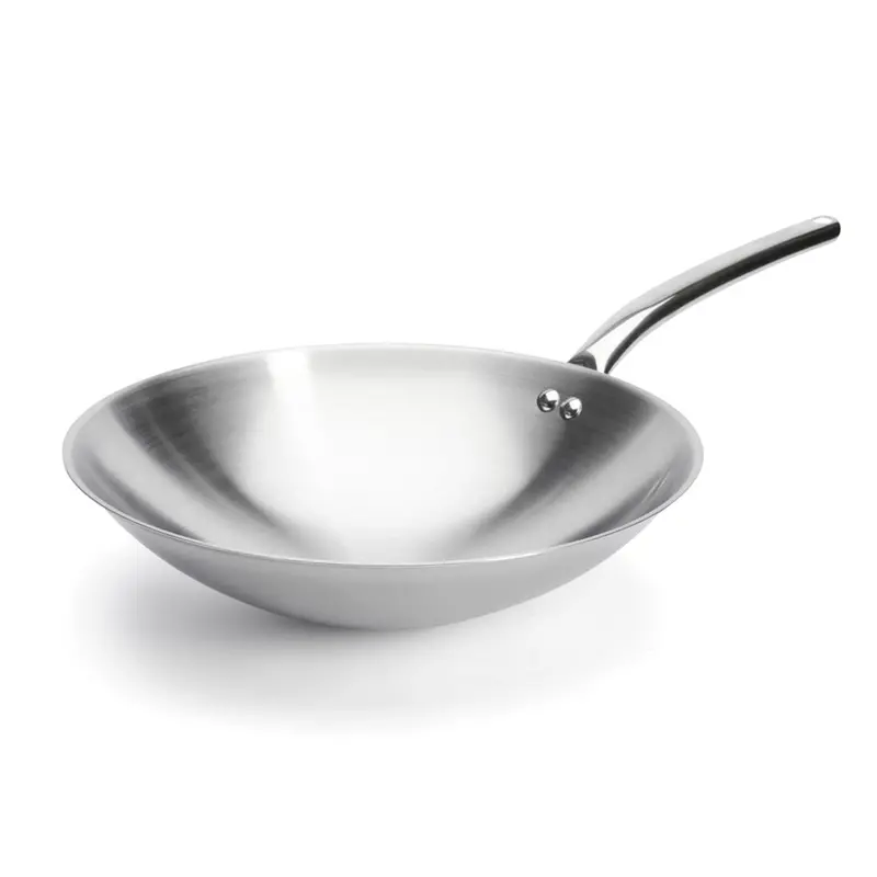 De Buyer Prim' Appety 36Cm Stainless Steel Round-Bottom Wok 1