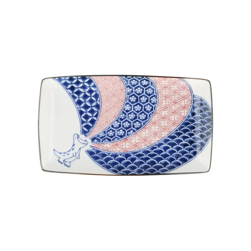 Dinosaur-Themed Rectangular Sushi Platter – Japanese Ceramic, 23Cm 1