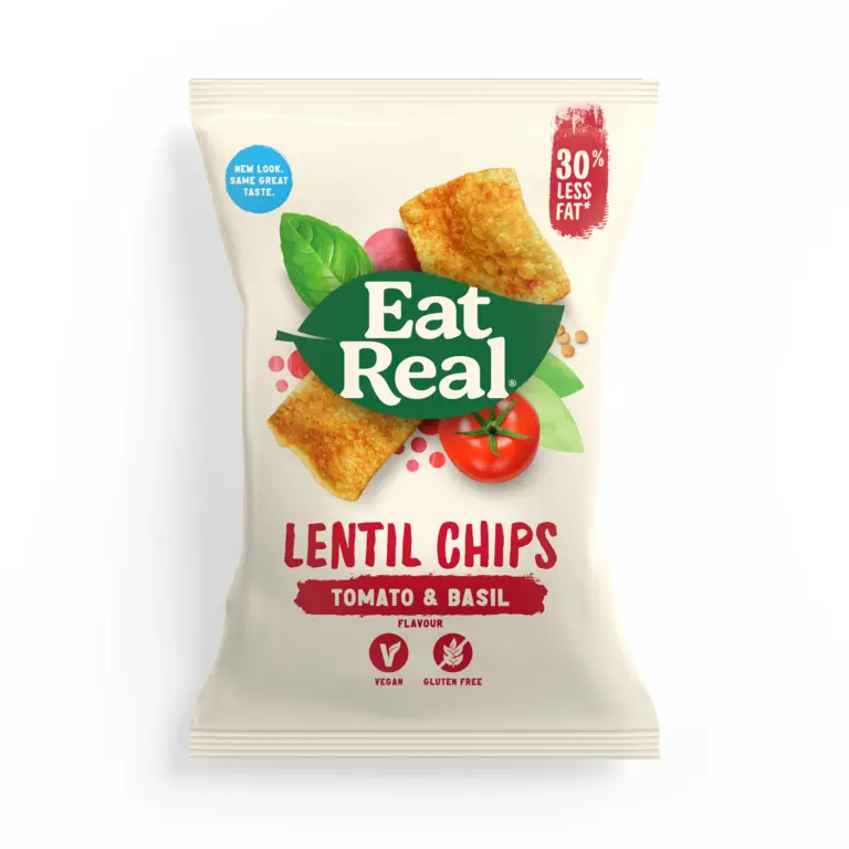 Eat Real Tomato & Basil Lentil Chips – 12-Pack (40G Each) 1