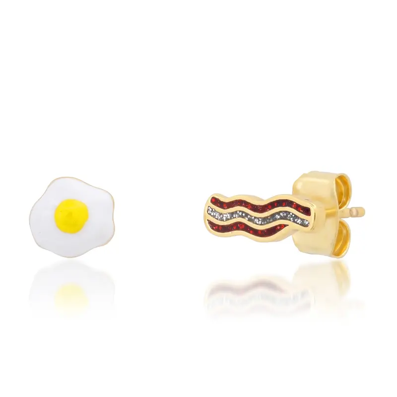 Egg & Bacon Themed Stud Earrings – Coordinating Pair 1