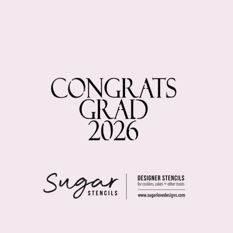 Elegant Graduation Congrats Sugar Stencil 1