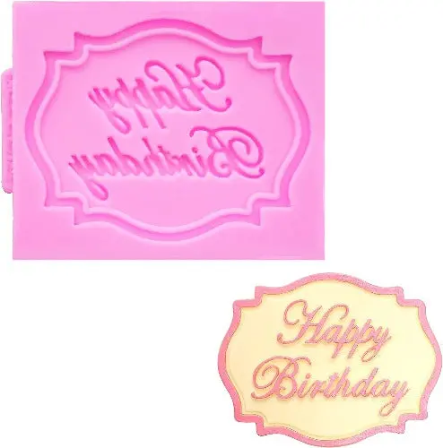 Elegant 'Happy Birthday' Plaque Silicone Mold 1