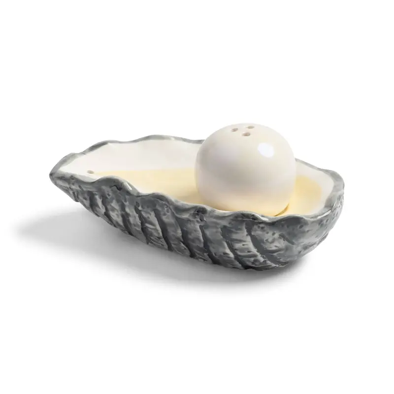 Elegant Oyster-Design Ceramic Salt And Pepper Set 1
