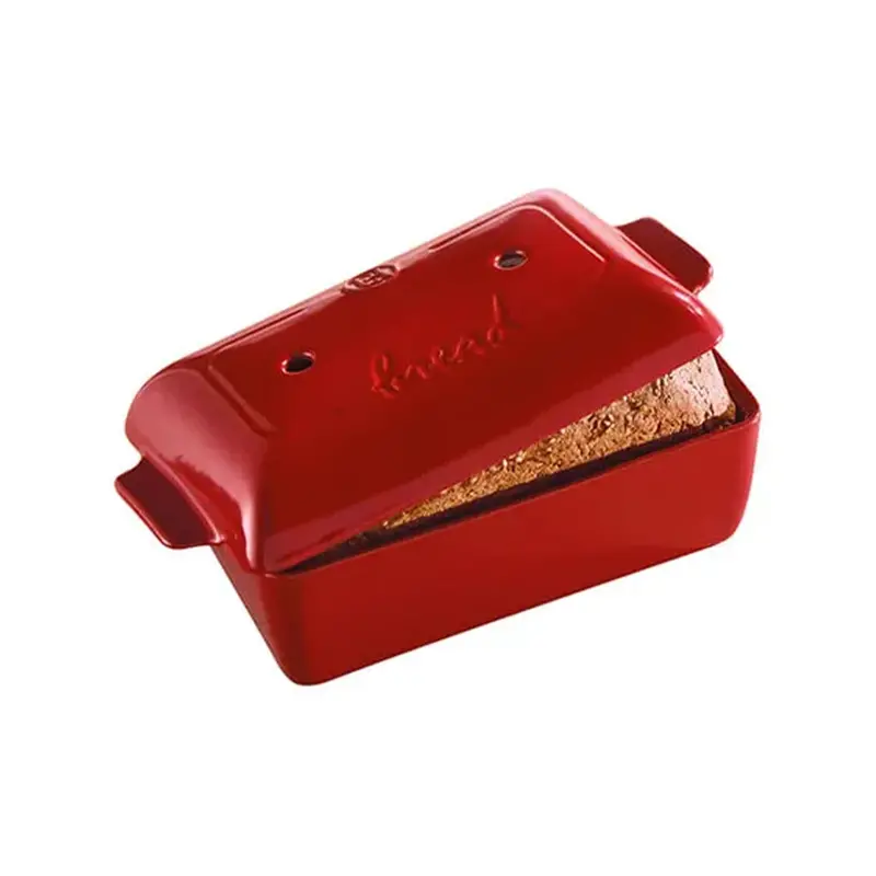 Emile Henry Red Ceramic Loaf Pan With Tight-Fitting Lid – 2.2 L Capacity 1