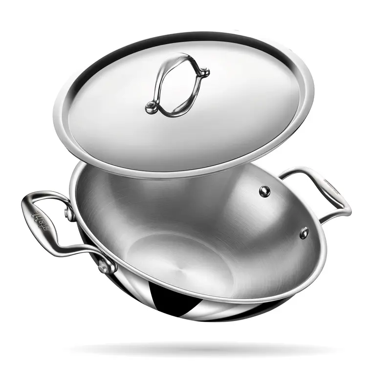 Engrave Triply Artisan Kadhai – Reinforced Stainless Steel Deep Wok 1