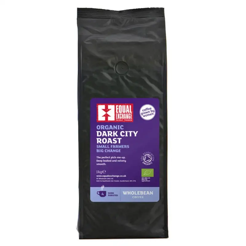 Equal Exchange Dark Roast Whole Bean Coffee – Bulk Catering Pack (6 X 1Kg) 1