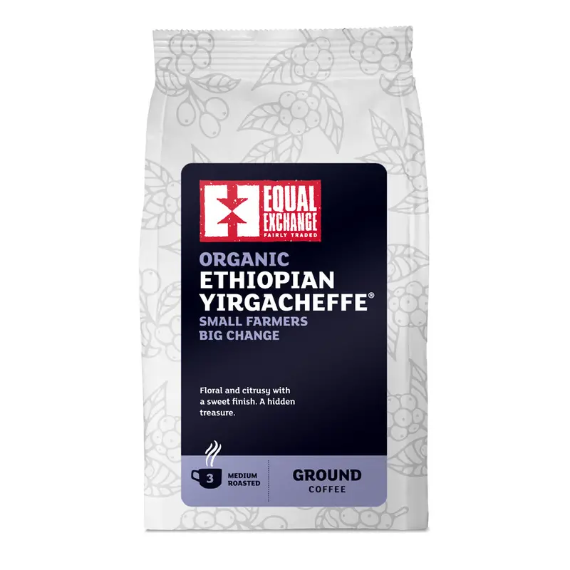 Equal Exchange Ethiopian Yirgacheffe Single-Origin Ground Coffee – 8-Pack (200G Each) 1